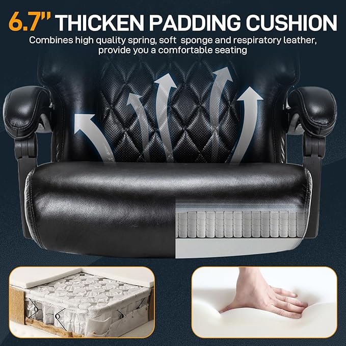 500 LBS Big and Tall Office Chair with Foot Rest High Back Recline Ergonomic Chair for Heavy People, Executive Office Chair Comfortable for Home Office, Large Computer Desk Chair Black-DeskoryOffice