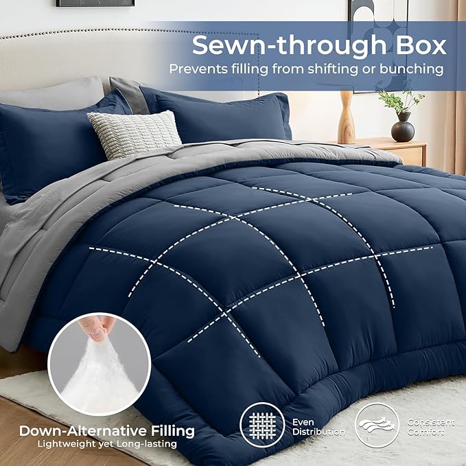 Sasttie Twin Comforter Set, 5 Pieces Bed in a Bag Twin, Complete Bedding Set - Image 3