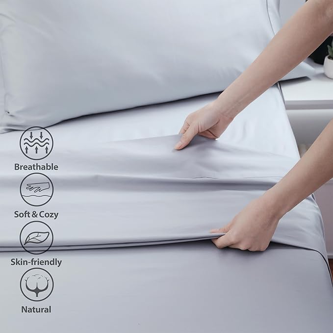 Cotton King Flat Sheet Only, 600 Thread Count 100% Egyptian Cotton Top Sheet - Image 3