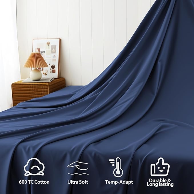 Cotton Flat Sheets Only, 600 TC 100% Cotton Flat Sheet Top Sheet Only, King - Image 4