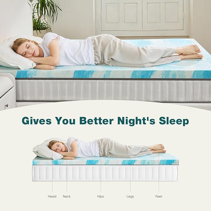 Sweetcrispy Mattress Topper California King, 4 Inch Thick Memory Foam Gel - Image 3