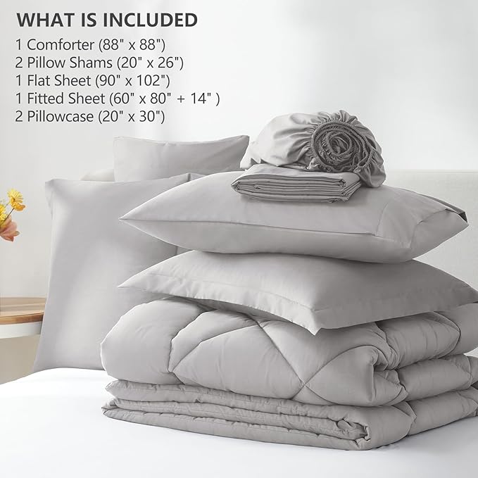CozyLux Queen Comforter Set French Grey - Image 6