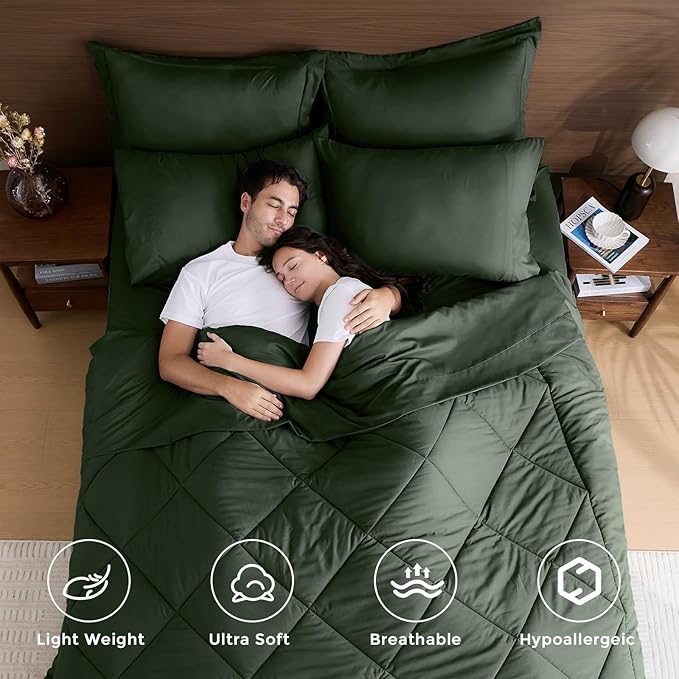 HEVUMYI Army Green Twin Comforter Set - Image 2