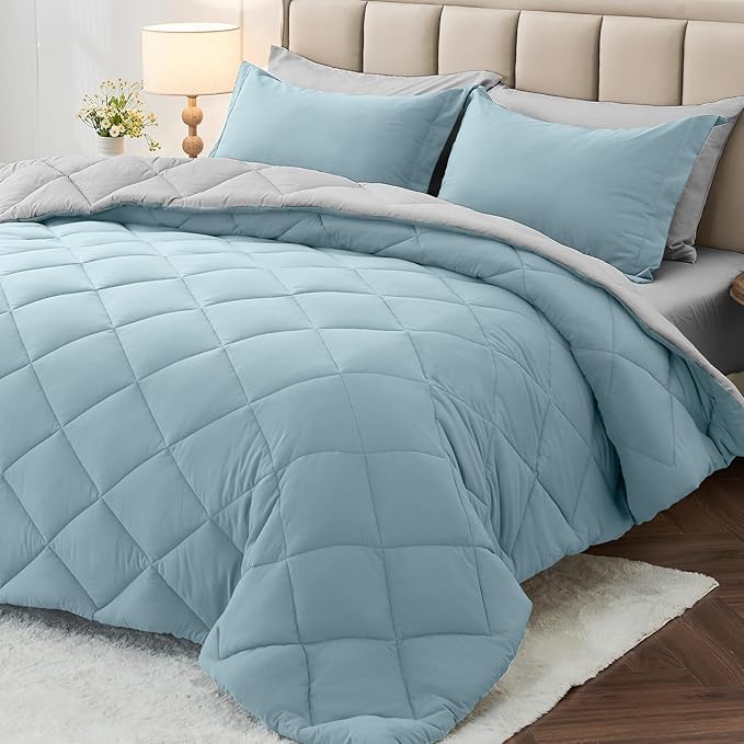 MUXHOMO 7 Pieces King Comforter Set, Reversible Bed in a Bag King Size by MUXHOMO