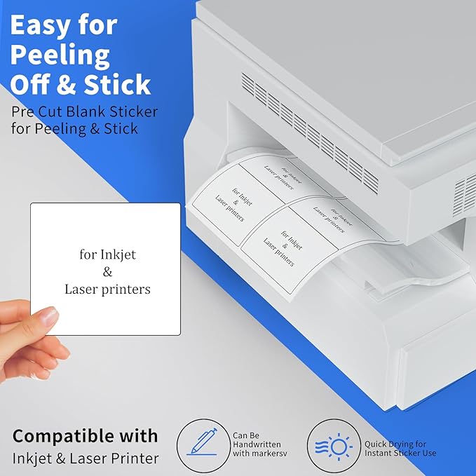 1" x2-5/8 Shipping Address Labels, Blank Mailing Labels, 30-UP White Self-Adhesive Name Tag Stickers for Inkjet and Laser Printer [200 Sheet 6000 Labels]-DeskoryOffice