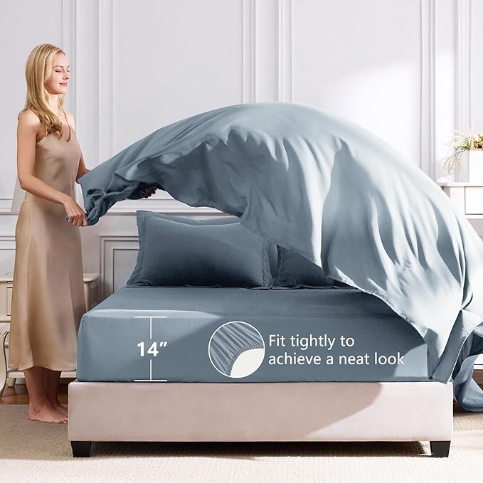 CozyLux Full Size Comforter Sets Dusty Blue - Image 5