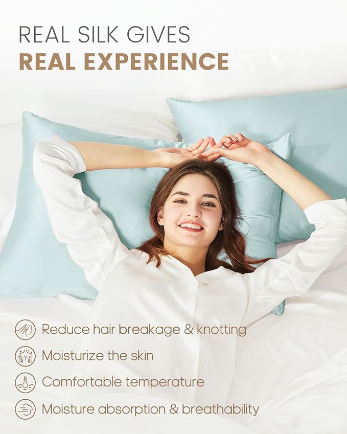 THXSILK Set of 2 100% Mulberry Silk Pillowcase - Image 3