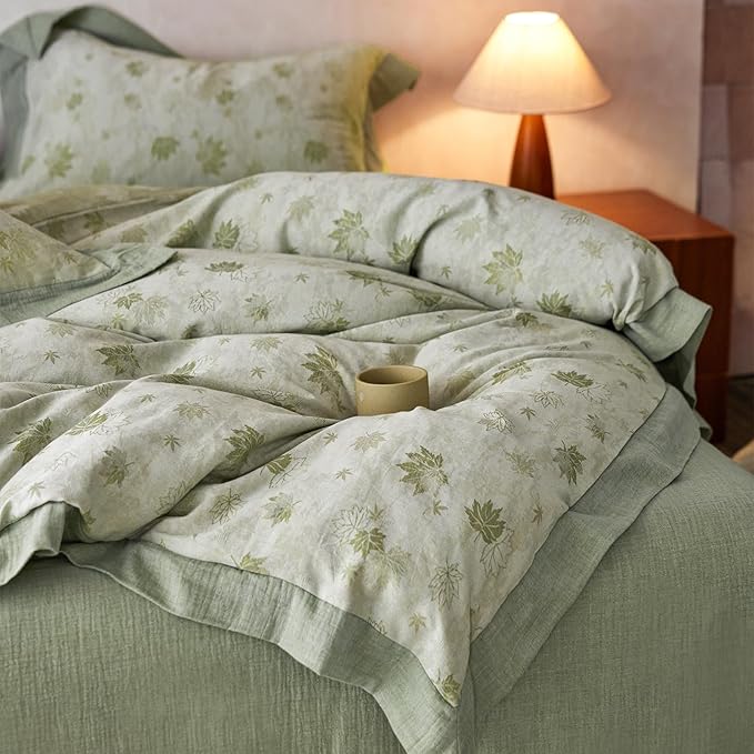 mixinni Yarn-Dyed Jacquard Duvet Cover Queen, Soft Breathable Double Layer Gauze - Image 3