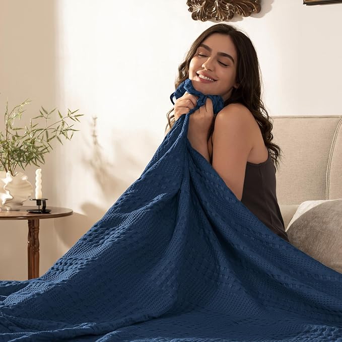 PHF Cooling Waffle Blanket King Size, Lightweight 60% Rayon from Bamboo & 40% - Image 5