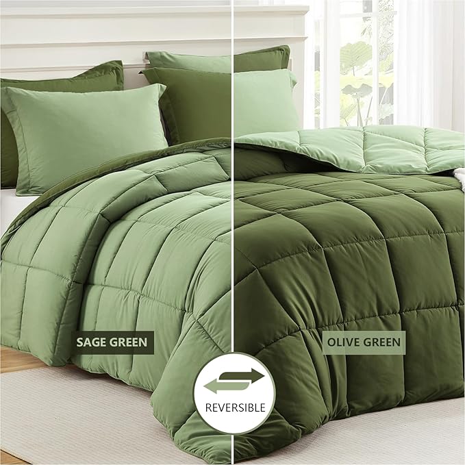 Homelike Moment Queen Comforter Set Olive Green, Lightweight Comforters Queen - Image 2