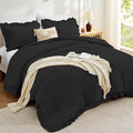 FUANNA Queen Comforter Set Black, 3 Pieces Ruffle Queen Bed Set, Fluffy Bed in by FUANNA