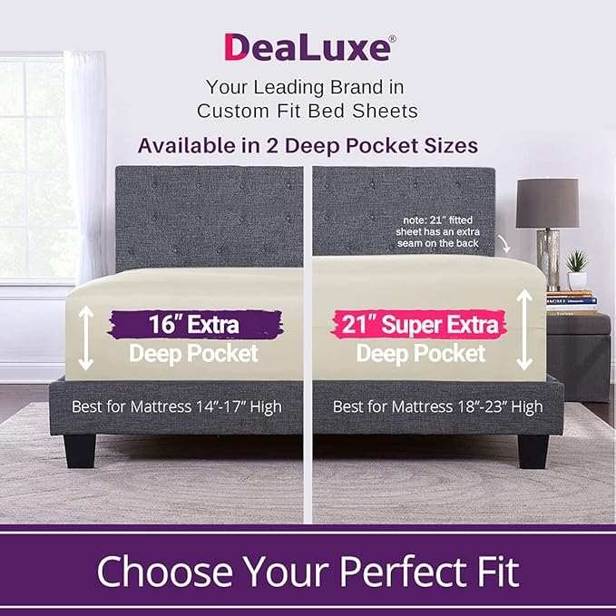 DeaLuxe Cal King Fitted Sheet Only Deep Pocket - Image 2
