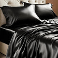 BEDELITE Satin Sheets Twin XL Size Bed Set, Luxury Soft Black Silky Sheets by BEDELITE
