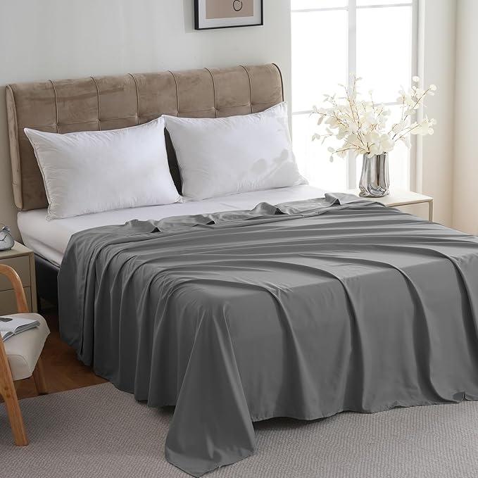 ZPECC Twin Flat Sheet Only 1 Pack, Durable Dark Gray Top Bed Sheets - Image 3