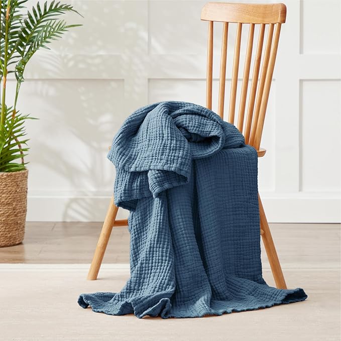 100% Cotton Muslin Blanket Twin 60" x 80", Breathable and Lightweight Cotton - Image 2