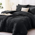 MUXHOMO 7 Pieces King Comforter Set, Seersucker Bed in a Bag King Size by MUXHOMO