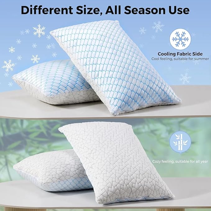 puredown® Pillows Standard Size Set of 2, Shredded Memory Foam Pillows - Image 2