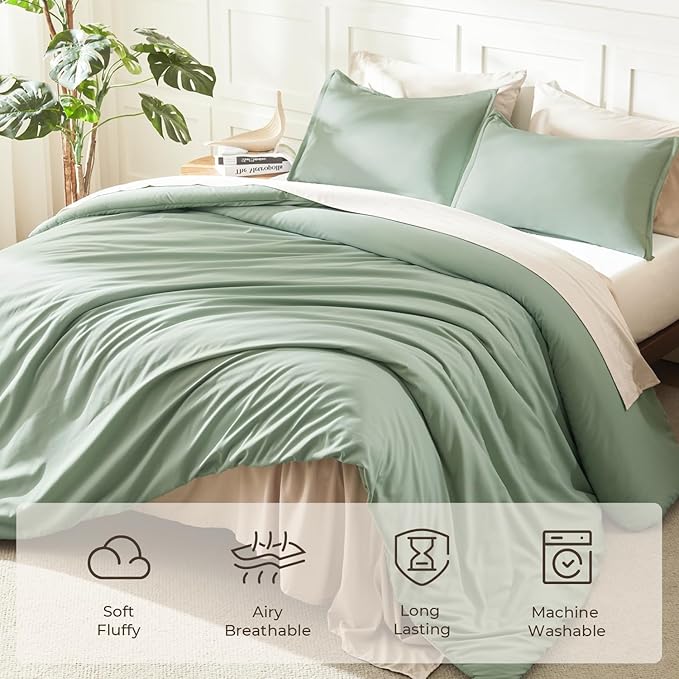 Litanika Twin/Twin XL Comforter Set Sage Green, 2 Pieces Comforter Sets Soft - Image 3