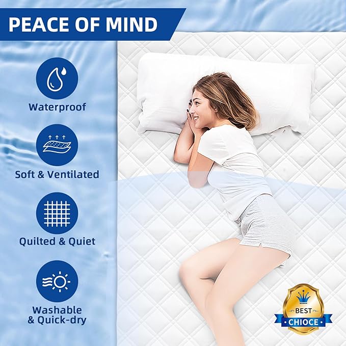MEELUS Padded Twin Mattress Protector, Breathable Waterproof Mattress Pad Cover - Image 8