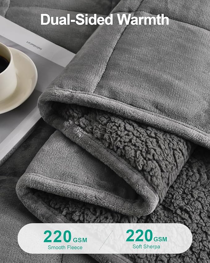 Super Fuzzy Soft Sherpa Fleece Weighted Blanket, 12 lbs Dual Sided Fluffy Heavy - Image 3