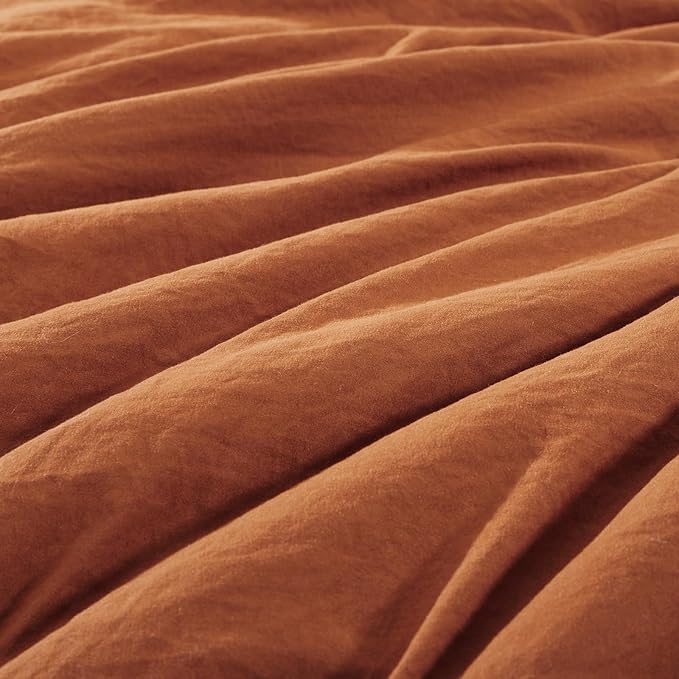 WRENSONGE California King Size Comforter Sets, 7 Pieces Soft Burnt Orange Fall - Image 4
