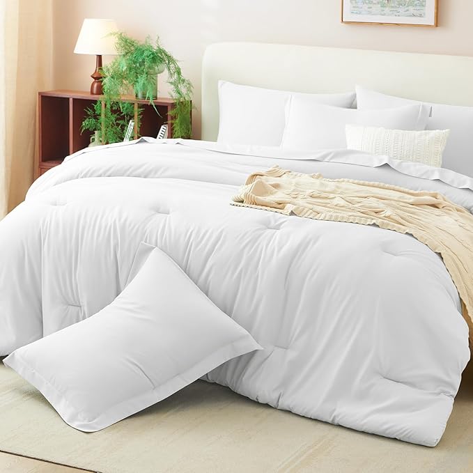 CozyLux Twin XL Comforter Set White, 5 Pieces Bed in a Bag Twin Extra Long - Image 5