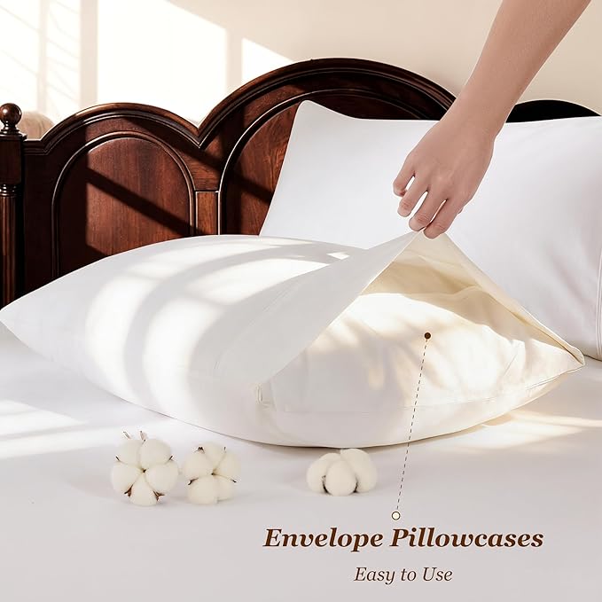 LBRO2M 100% Cotton Sheets Set Deep Pocket 19", 1000 Thread Count Full Size 4 - Image 6