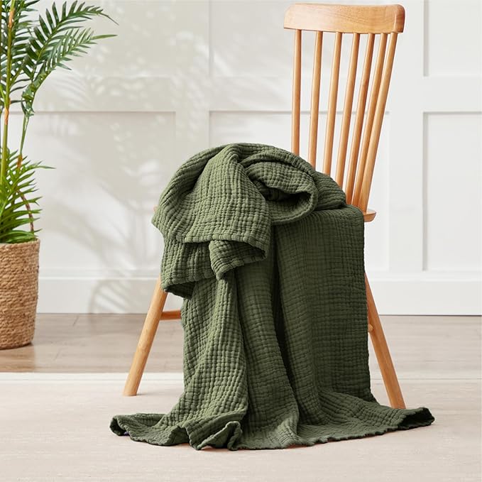 100% Cotton Muslin Blanket Queen 90" x 90", Breathable and Lightweight Cotton - Image 8
