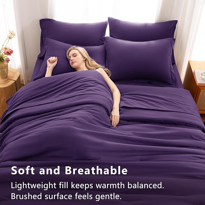 CozyLux King Size Comforter Set Purple, 7 Pieces Bed in a Bag King Comforter Set - Image 5