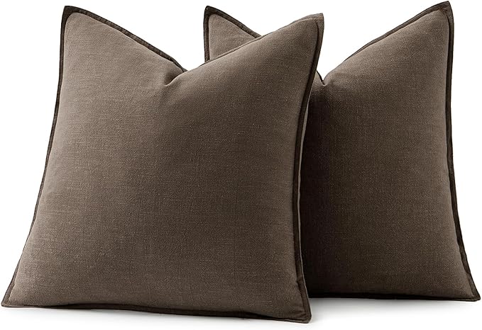 MIULEE Decorative Linen Pillow Covers 20x20 Inch CoffeeBoho Farmhouse Neutral - Image 7