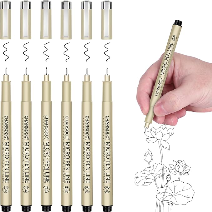 04 Micro Pen, Black Fine Point Pen with Waterproof Archival Ink, 0.4mm Fineliner Ink Pens for Artist Illustration, Sketching, Anime, Manga, Technical Drawing and Scrapbooking-DeskoryOffice