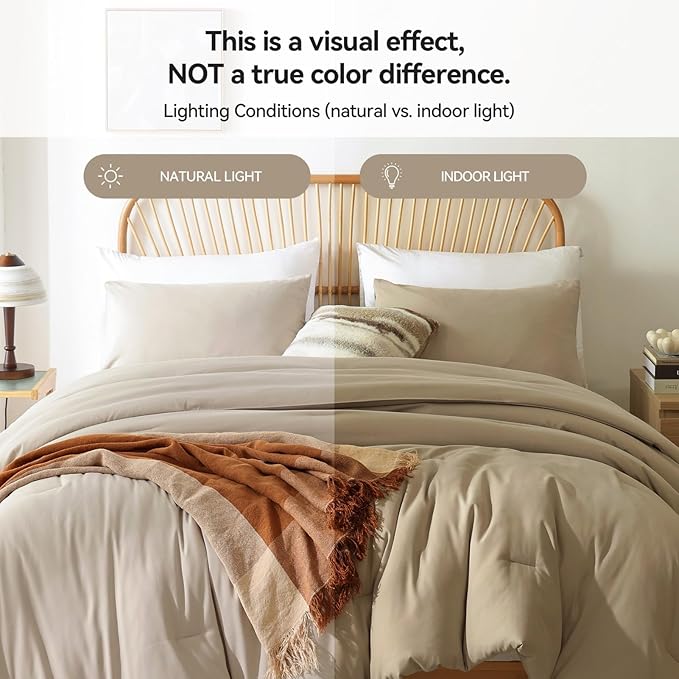 ROSGONIA Oversized Queen Comforter Light Khaki - Image 2