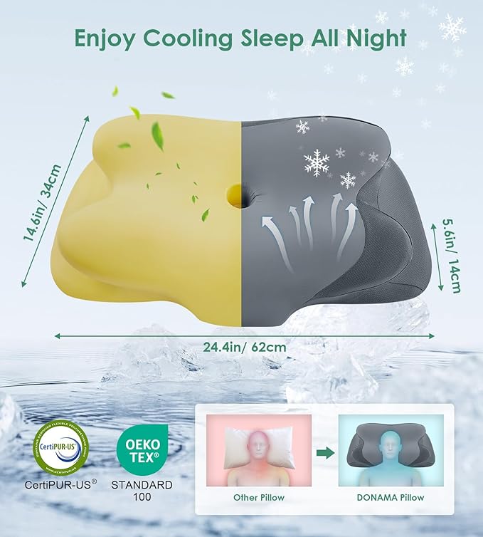 DONAMA Cervical Pillow for Sleeping, Contour Memory Foam Pillow for Neck and - Image 2