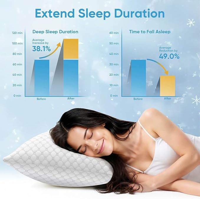 OAISZ Shredded Memory Foam Pillow, Queen Size Cooling Adjustable Firm Bed Pillow - Image 5