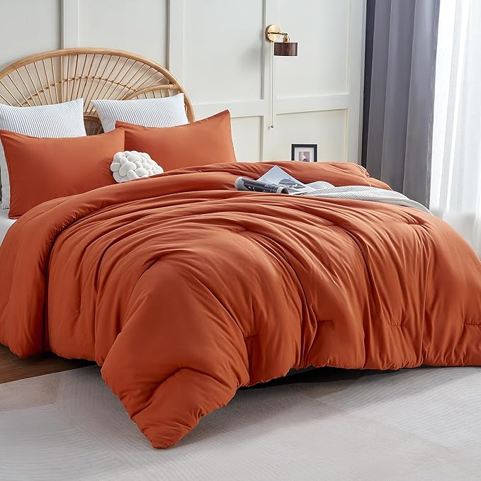 CozyLux California King Comforter Set Burnt Orange, 3 Pieces Cal King by CozyLux
