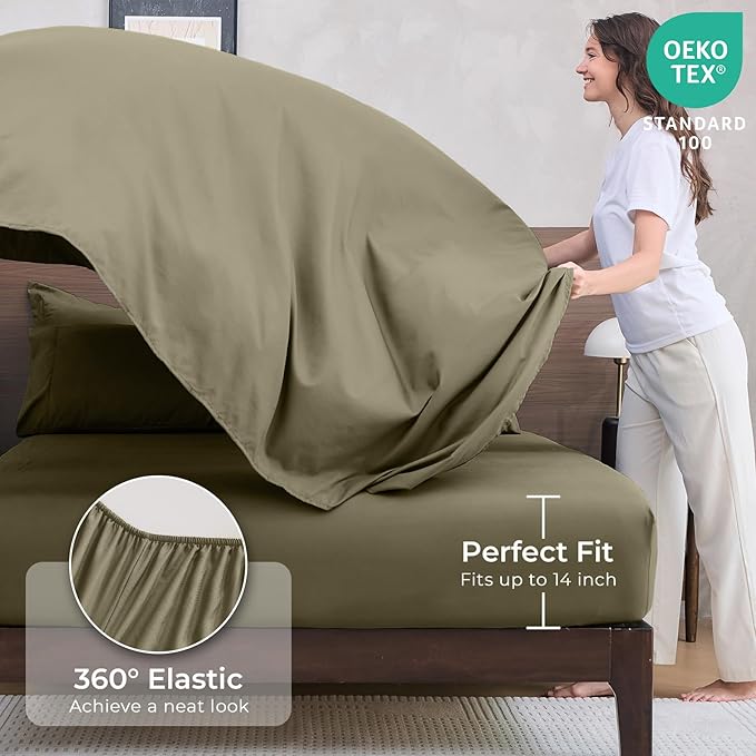 HEVUMYI Olive Green Queen Comforter Set - Image 5