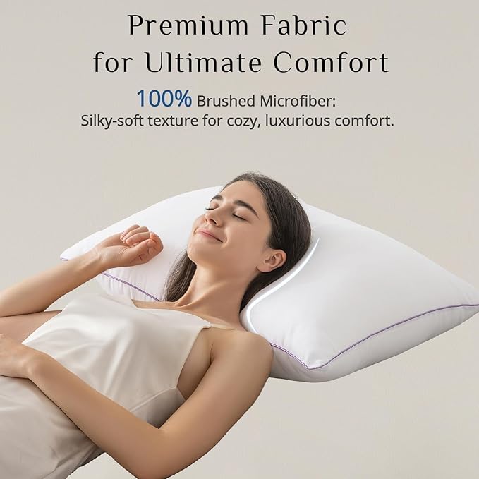 JOLLYVOGUE Bed Pillows Standard/Full Size Set of 2, Washable Supportive Bed - Image 4