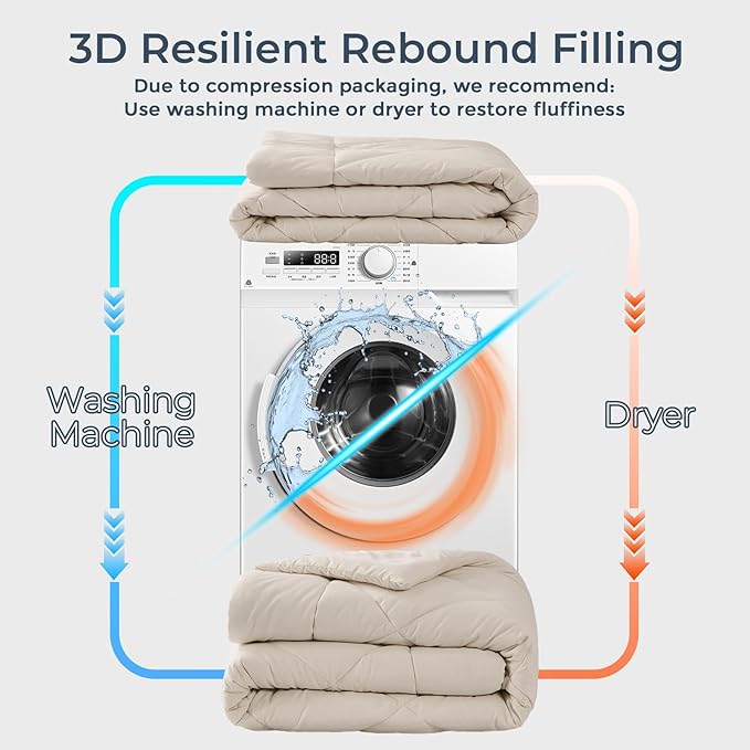 HEVUMYI Beige Tan Full Comforter Set - Image 6