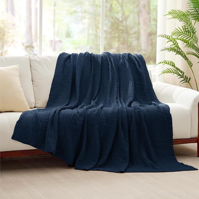 100% Cotton Muslin Blanket King 108" x 90", 6 Layers Breathable and Lightweight - Image 8