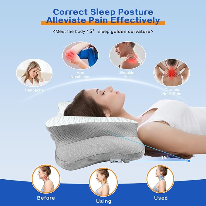 Pain Relief Cervical Pillow for Neck Support, Adjustable Ergonomic Pillow Cozy - Image 4