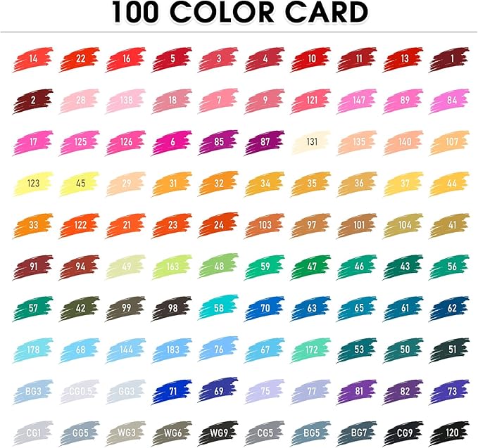 100 Colors Alcohol Markers Set, Dual Tips Blender Art Marker for Drawing, Permanent Sketch Markers for adult coloring, Alcohol Based, Adults Coloring and Artist Illustration.(BRUSH TIP)-DeskoryOffice