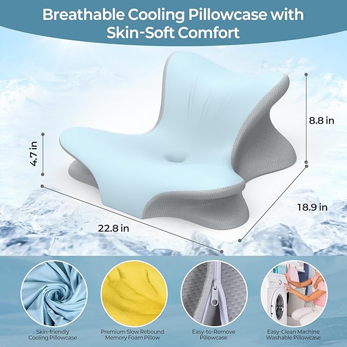 Cervical Neck Pillow for Pain Relief, Ergonomic Reading Pillow for Bed - Image 5