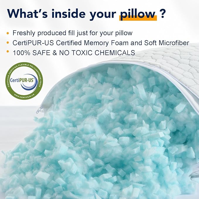 QUTOOL Cooling Pillow for Sleeping, CertiPUR-US Shredded Memory Foam King - Image 8