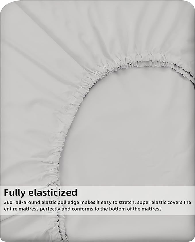 HBHLFZ Twin Fitted Sheet Only, Soft Breathable Bottom Sheet - Image 5