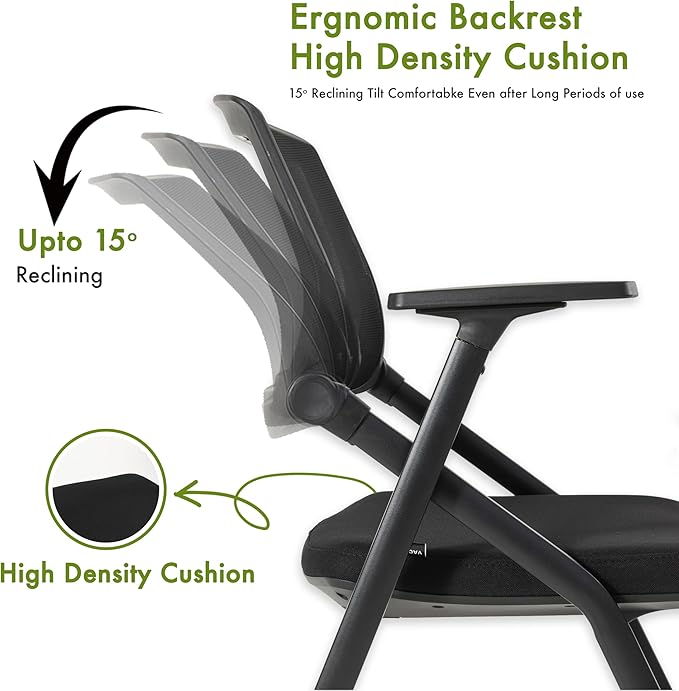 10 Pack Conference Room Chairs with Wheels and Sliding Armrest,Foldable Nesting Chair for Office School Church Waiting Room Black-DeskoryOffice