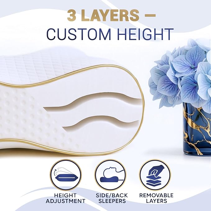 Royal Therapy 1-Pack Memory Foam Pillow, Medium-Firmness Cervical, Queen - Image 4