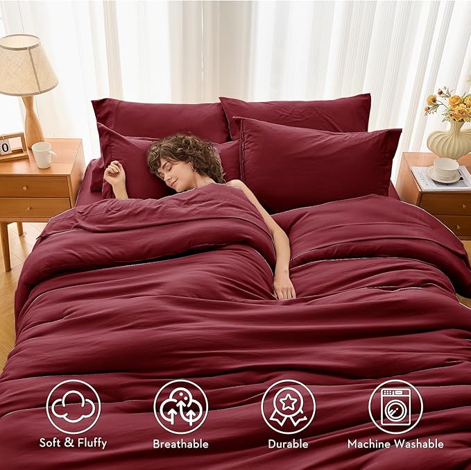 MUXHOMO 7 Pieces Queen Comforter Set, Soft Bed in a Bag Queen Size, All Season - Image 3