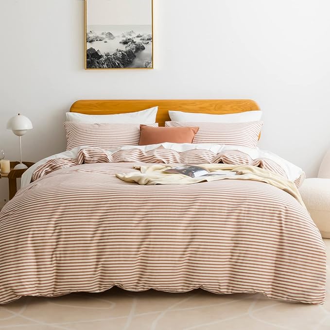 JELLYMONI 100% Natural Cotton 2pcs Striped Duvet Cover Sets, by JELLYMONI