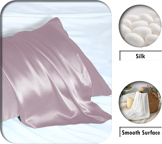 Silk Pillow Cases 2 Pack, Soft Breathable and Sliky Standard Size Pillow Cases - Image 2