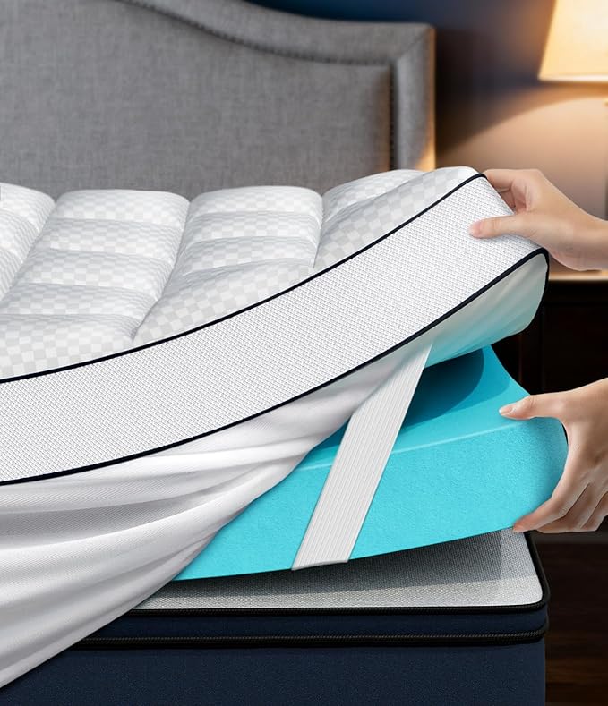 Dual Layer 4 Inch Memory Foam Mattress Topper Twin XL, College Dorm Room by Panyu